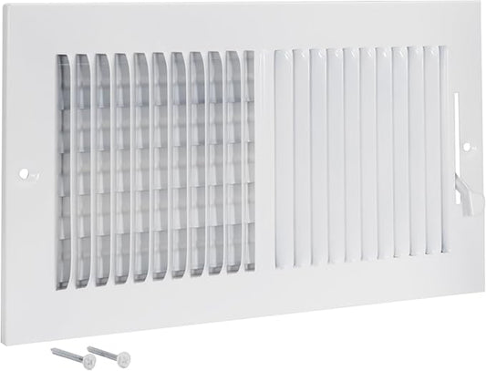 EZ-FLO 12 x 6 Inch (Duct Opening) Air Vent Cover for Wall or Ceiling, Two-Way Ventilation Register, Solid Steel HVAC Register Cover, White, 61612