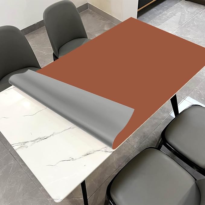 Leather Table Cover,1.8mm Thick,40x60 Inch Table Protector,Table Protector for Dining Room Table,Dining Table Cover,Table Cover Protector,Dining Table Pads(Brown+Gray,40x60)