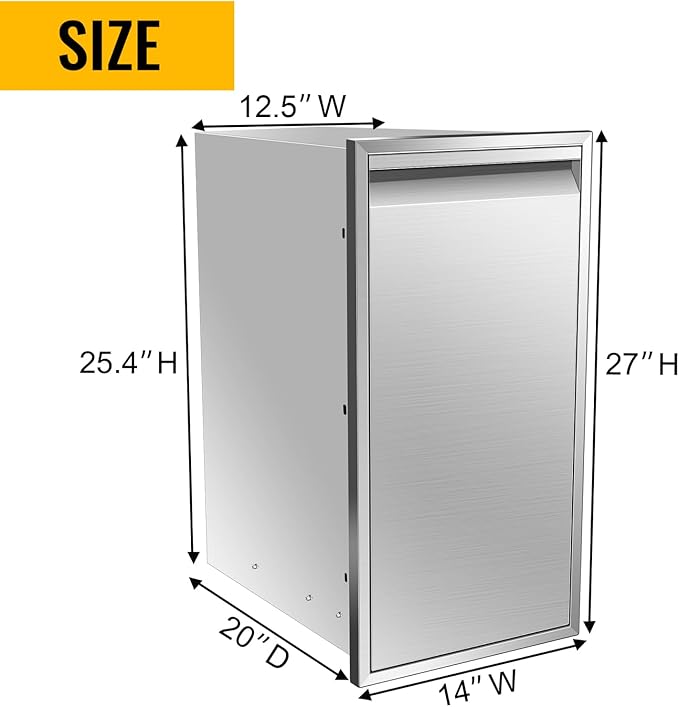 Outdoor Kitchen Drawers, Flush Mount Triple Access BBQ Drawers With Stainless Steel Handle, BBQ Island For BBQ Island Patio Grill Station,Trash Drawer