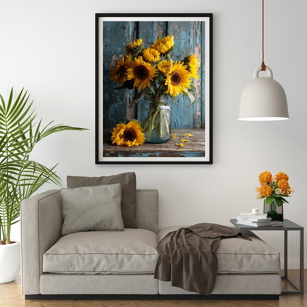 Moohue 14ct Counted Stamped Cross Stitch Kits for Adults Flowers Printed Cross Stitch Patterns Art Crafts Cross Stitch Supplies (Flowers 8)