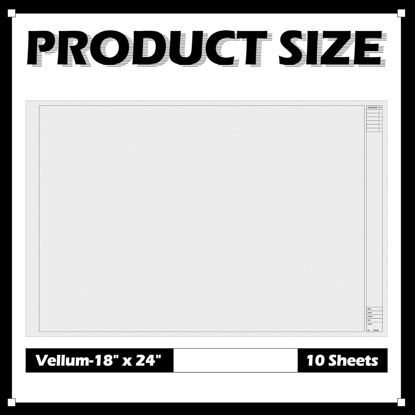 Gilprop 10 Sheets Architectural Vellum Paper 18" x 24" Drafting Vellum Tracing Sheets White Translucent Drafting Paper Rag with Border and Title Block for Drawing Sketching Architecture Building