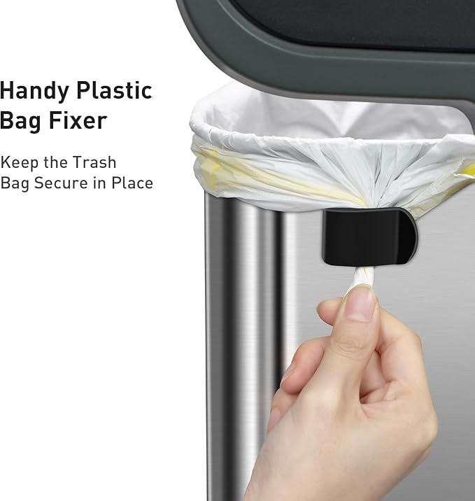 EKO Aria Brushed Stainless Steel Step Kitchen Trash Can Semi-Round 45L