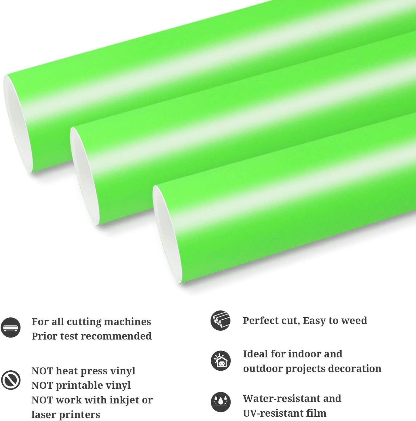 TECKWRAP Permanent Adhesive Vinyl 12" x 10ft, Matte Neon Green