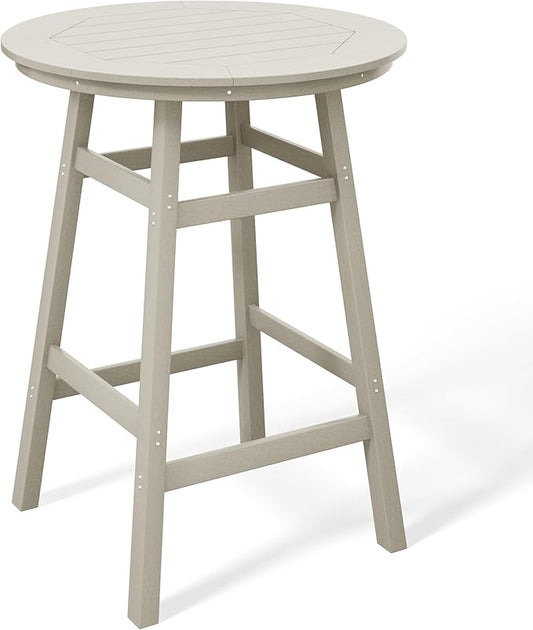 Costaelm Patio Bistro Table, 42" Counter Height Round Patio Cocktail Bar Table with Umbrella Hole, Outdoor Bistro Dining Pub Table for Front Porch Deck Backyard Garden, Sand