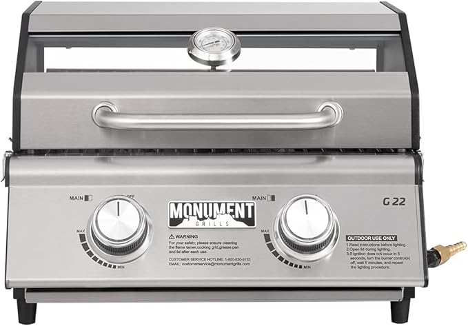Monument Grills Clearview® 2-Burner Tabletop Propane Gas Grill with 1 Pound Tank Adapter(2 items)