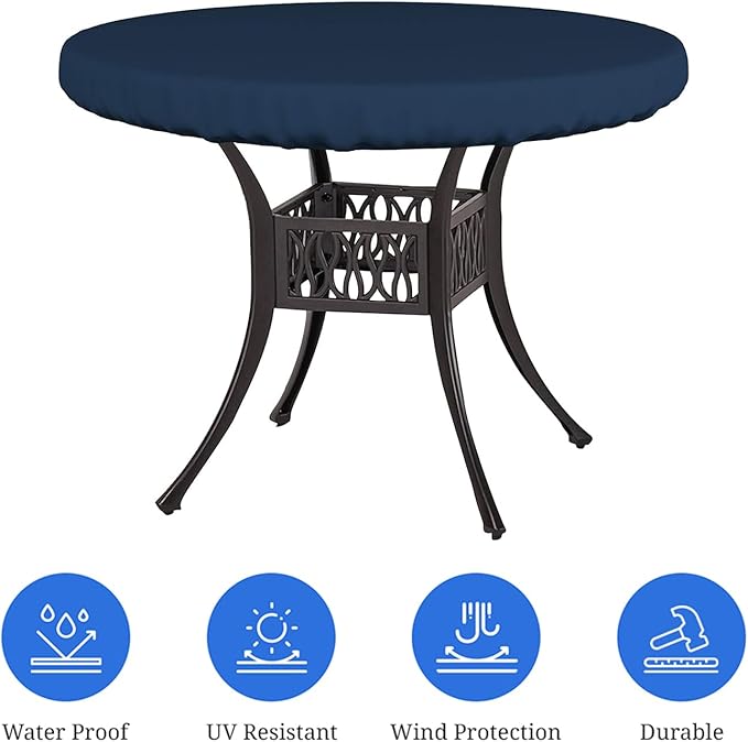 Covers & All Round Table Top Cover, 12 Oz Waterproof UV & Weather Resistant Patio Table Cover, Outdoor Table Cover for Patio Outdoor Furniture & Coffee Table (36" Dia x 4" H Inches, Blue)