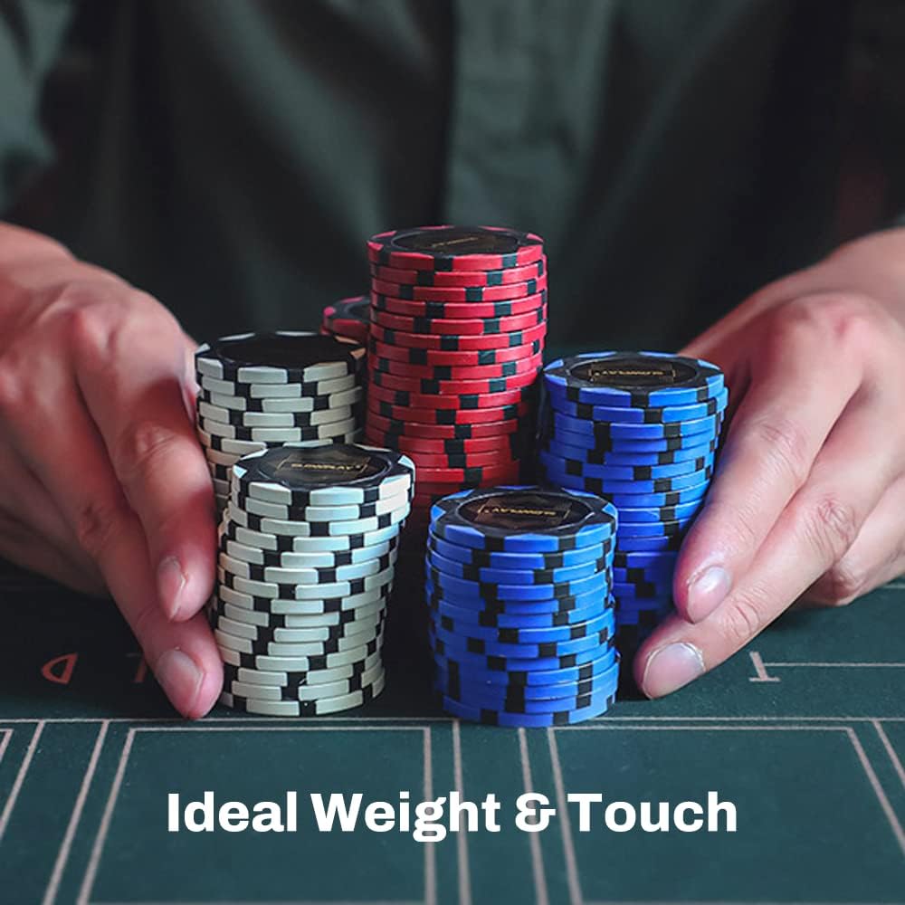 SLOWPLAY Nash Clay Poker Chips, 14 Grams Heavyweight Clay Composite, 40mm Large Chips in Bulk, Pack of 50 with Denomination of 1000
