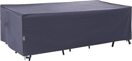 F&J Outdoors Heavy Duty Waterproof Anti-UV Rip-stop Fabric Extra Large Patio Furniture Covers, Grey, 160"x92"x35"