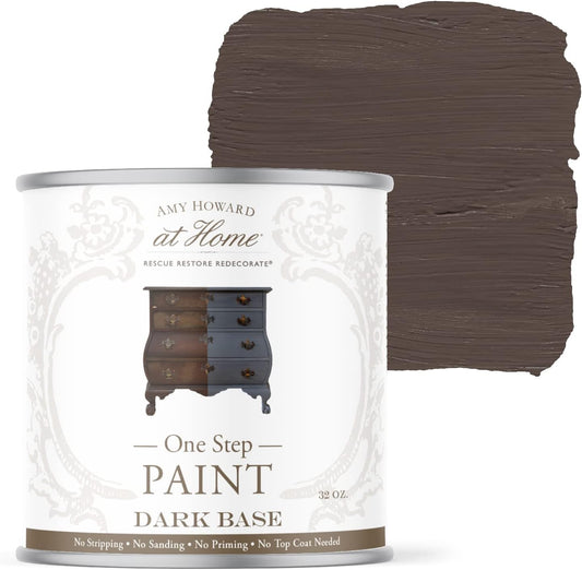 AMY HOWARD AT HOME Chalk-Based One Step Paint for Furniture, Cabinetry, Decor, Finish, and More | No Stripping, Sanding, or Priming | Dark Base | 32 Ounce | Windsor