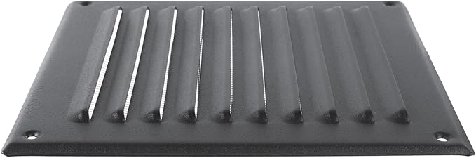 Square Ventilation Grille / 6" x 6" Inch Inside Measurement/Black Metal Air Vent Louver - Inside/Outside use - / 7.7" x 7.7" Inch Outer Measurement