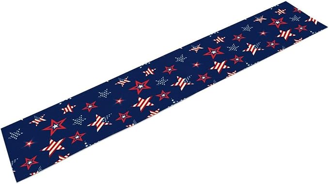 4th of July Patriotic Table Runner, Memorial Day Independence Day Freedom Stars Table Runner for Indoor Kitchen Dining Outdoor Holiday Party 13x108in