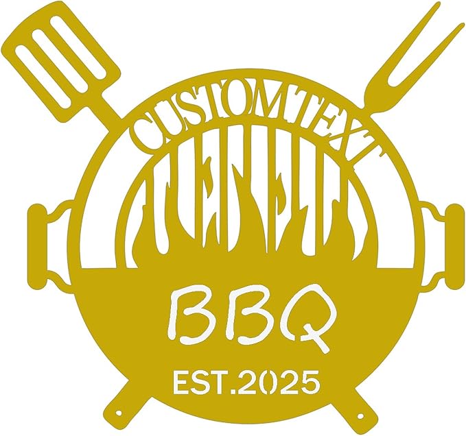 Custom BBQ Metal Sign, Personalized Grill Name Plate with LED Light, 1.2MM Thick Magnetic Installation, Unique Gift for Chefs & Backyard Kitchen Wall Decor (Style A)