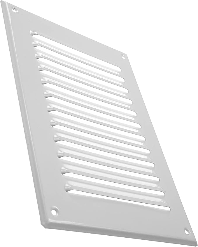 Vent Systems 5 x 7 Inch (Inner) White Rectangular Soffit Vent Cover - Metal HVAC Return Air Grille with Mesh Screen - Register Wall Vent Duct Grill - Outdoor, Indoor, Crawlspace Exhaust Ventilation