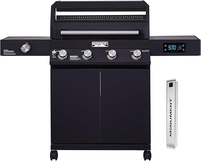 Monument Grills 4-Burner Liquid Propane Gas Smart bbq Grill Denali 425 with Stainless Steel Smoke Box(2 Items)