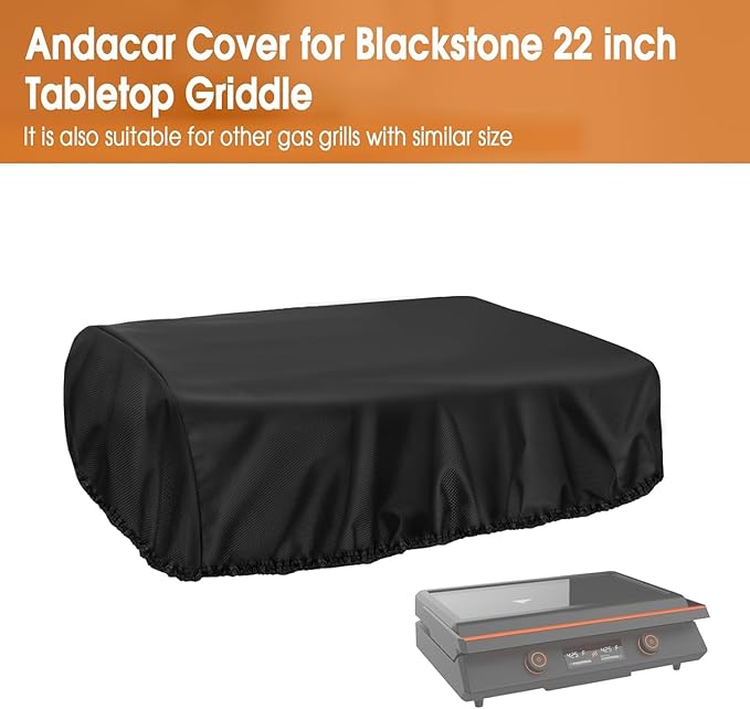 Grill Cover for Blackstone E-Series 22 Inch Electric Griddle 8001, Waterproof Table Top BBQ Grill Cover for 22-Inch Blackstone, Heavy Duty Tabletop Griddle Accessories - 25" L×21" W×7" H