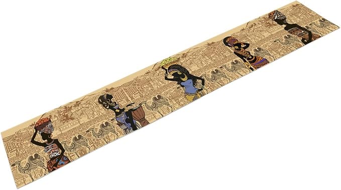 African Black Woman Table Runners, American Art Ethnic Tribe Elephant Table Runners for Wedding Party Banquet Dinner Kitchen Coffee 13x90in