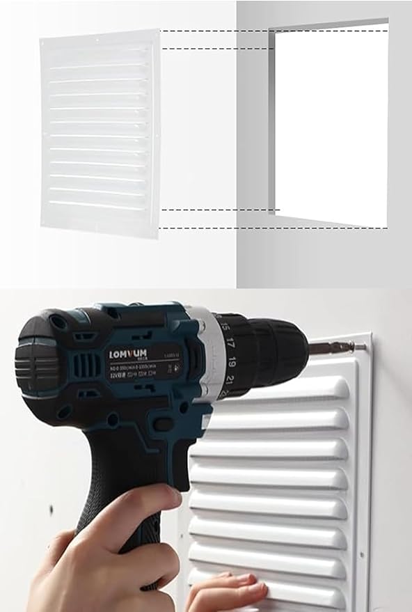 2pcs Attic Vent Soffit Vent Aluminum Wall Vent Metal Shed Vent Square Vent Louver Vent Grille with Built-in Insect Screen for Exterior Door House Attic Garage Ceiling (White 12" x 12"-2 Pack)