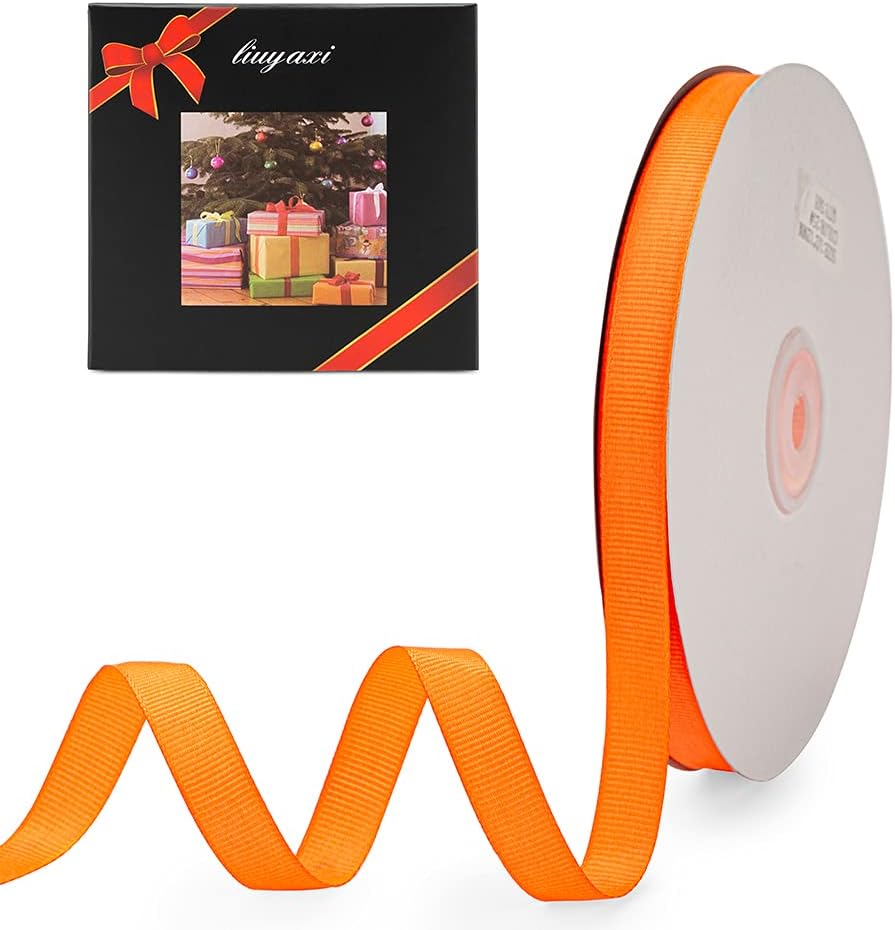 LIUYAXI 1/2" X 50 Yards Solid Orange Grosgrain Ribbon, Perfect for Crafts, Wedding Decor, DIY Hair Accessories, Sewing, Gift Package Wrapping and More