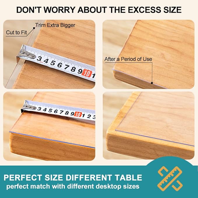 1.5mm PVC Clear Table Cover Protector 24x36 Inch Waterproof Desk Pad Mat Rectangular Vinyl Desk Pad Plastic Table Cloth for Dresser Computer Writing Desk Dining Room Table Sofa Table TV Bench Non-slip