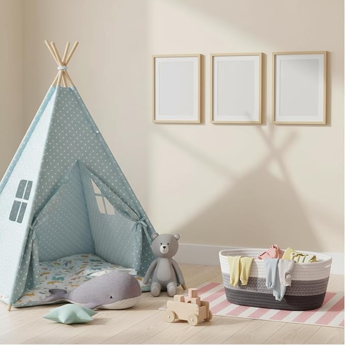 12 Pack Easter Woven Baskets for Gifts Empty Large Cotton Rope Square Storage Baskets with Handle for Organizing Shelves, Toys, Books, Towels, Clothes, 12.6" L x 8.7" w x 6" h(Gray)