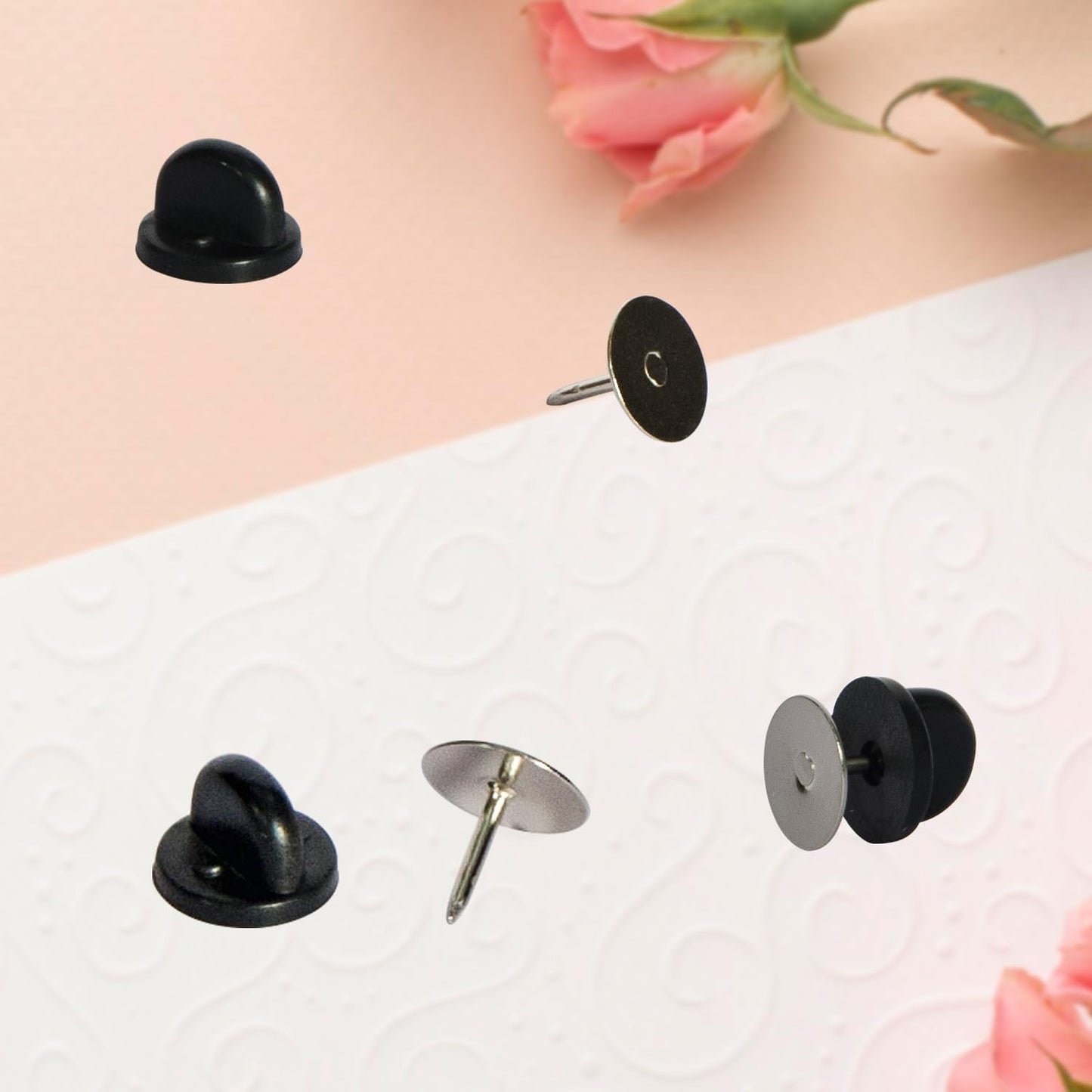 40 Pairs Rubber Pin Backs, 9mm×10mm Butterfly Clutch Backings, Craft Making Blank Pins Holder & Tie Tacks Keepers for Lapel Enamel Pins (40)