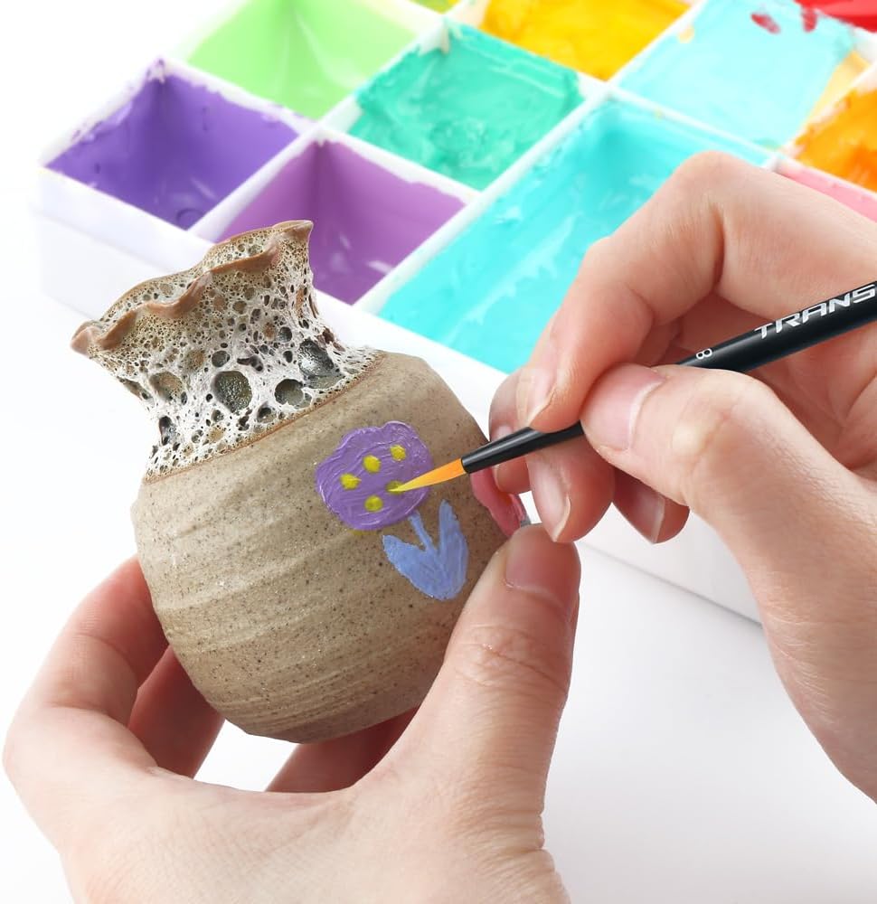 Transon 14pcs Artist Paint Brushes for Acrylic, Watercolor, Gouache, Oil and Hobby Painting Black Color