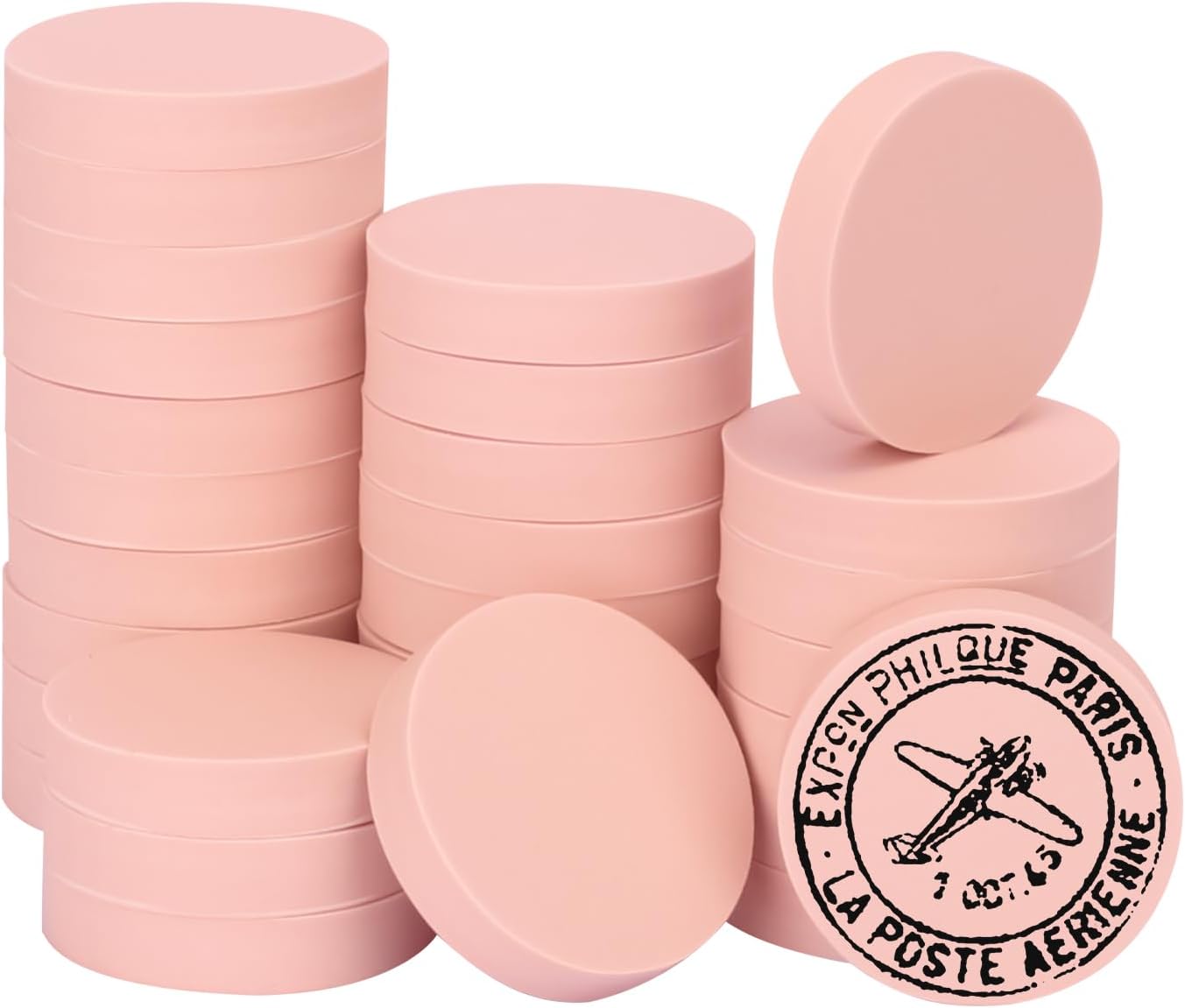 60 Pcs 2" Round Rubber Carving Blocks, Linoleum Blocks, Stamp Carving Blocks for Printmaking, Crafts and More,(Pink) by KUKLIPJIM