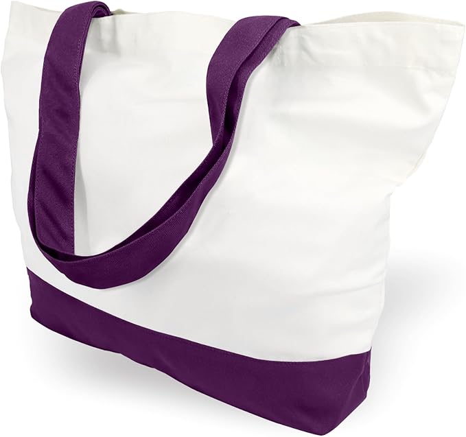 TOPDesign 3-Pack Super Strong Large 12oz Cotton Canvas Tote Bags, Reusable Grocery Shopping Cloth Bags, Fashionable Two-Tone Totes for Crafts, DIY Your Creative Designs