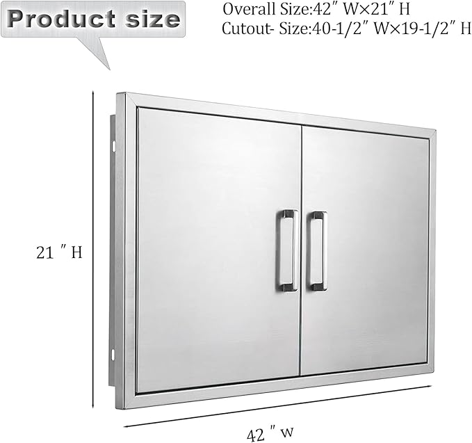 Outdoor Kitchen Door, Outdoor Kitchen Access Door, Stainless Steel BBQ Double Door, Available for Outdoor Kitchen Island or Outdoor Kitchen., 42''Wx21''H