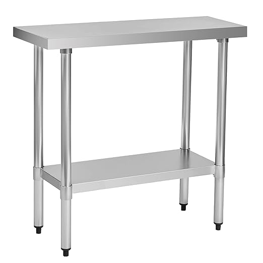 Stainless Steel Work Table 18 x 36 Inch, NSF Commercial Prep Table with Undershelf, Heavy Duty Food Prep Workstation
