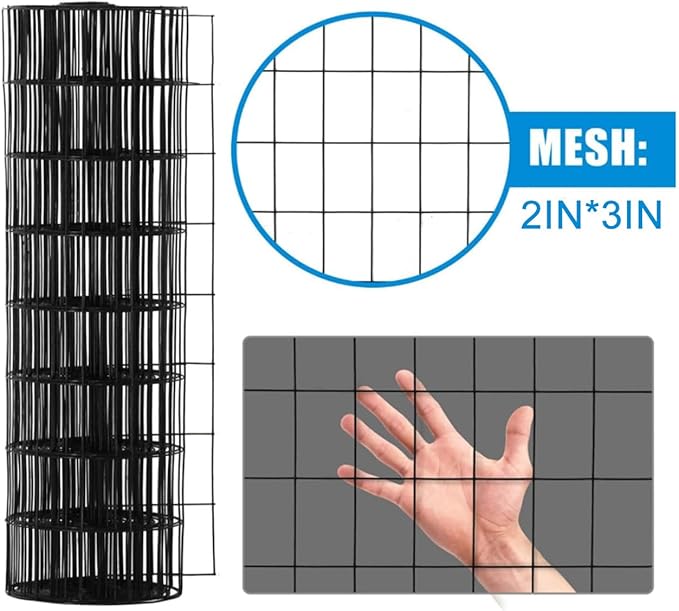 Wire Fence, 36 in x 50 ft PVC Coated Welded Wire Fence, 16GA Garden Border Vinyl Metal Chicken Wire Fencing Mesh Roll for Chicken Poultry Coop, Animal, Fencing，Garden Protection