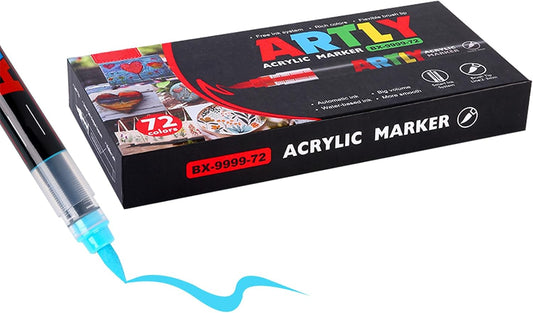 Acrylic Paint Markers, Acrylic Paint Pens, Fabric Markers for Textile, Rock, Glass, Wood, Paper, Ceramic, Canvas DIY Art Supplies Kit for Kids and Adults (72)