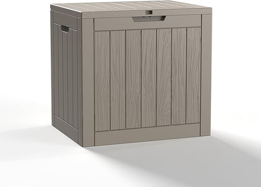 32 Gallon Outdoor Storage Box - Deck Box Container for Patio, Pool, and Garden-Waterproof and UV Resistant Resin,Lockable (Grey)
