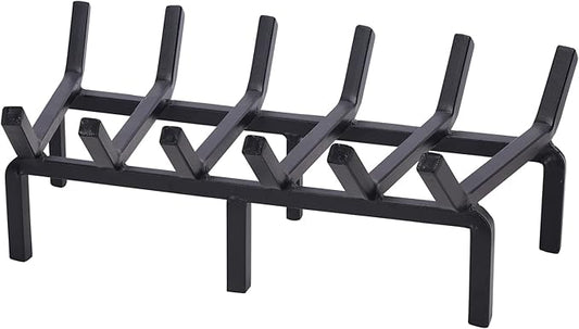 Heavy Duty Solid Steel Fire Grate - 20 Inch Wood Log Rack for Indoor Hearth, Outdoor Fire Pit & Chimney