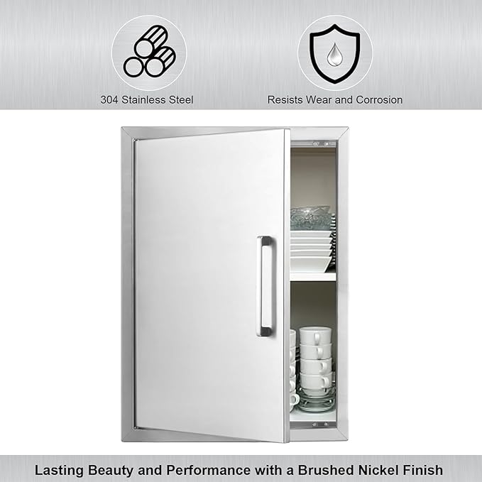 Outdoor Kitchen Door, 17 "W23 H Outdoor Kitchen Access Door, Stainless Steel Barbecue Single Door, Can Be Used for Outdoor Kitchen Island Or Outdoor Kitchen