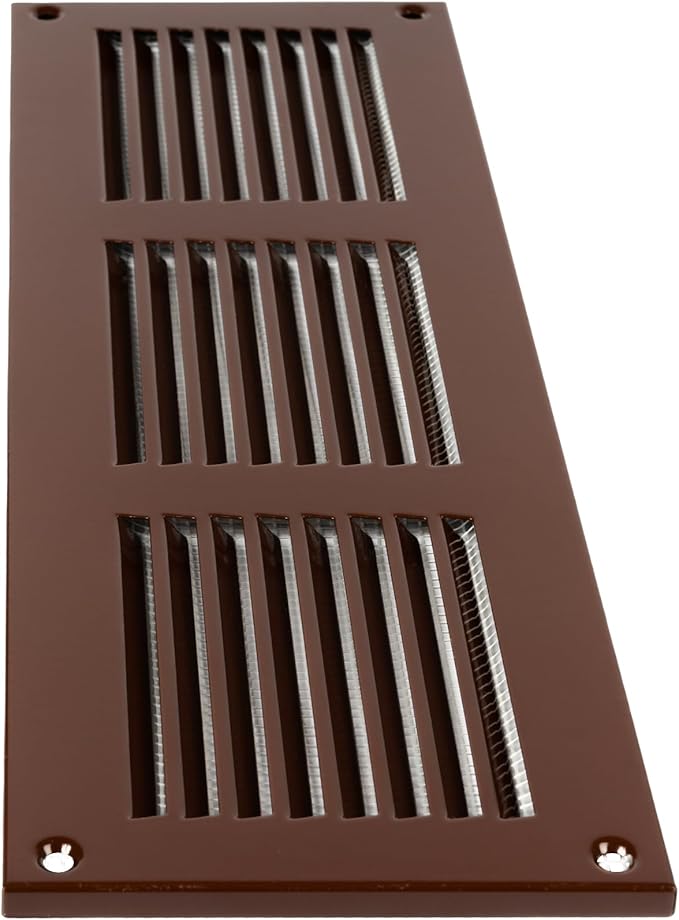 Repa Market 12x4 Inch Air Vent Cover/Brown Galvanized Steel Louvered Grill Cover with Mesh Screen/Wall or Ceiling Vent/Durable Flush Mount HVAC Register for Indoor and Outdoor Ventilation