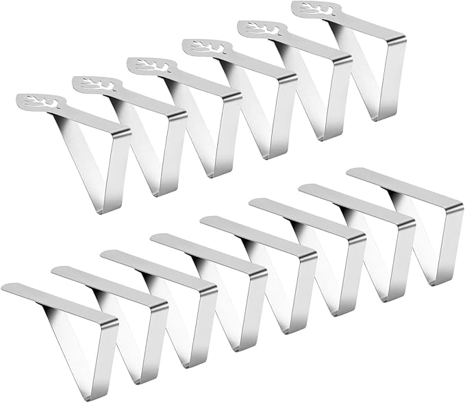 14 Pack Tablecloth Clips, Heavy Duty Metal Picnic Tablecloth Holders Clips Outdoor, Stainless Steel Windproof Table Cloth Holder Clips, For Graduation Party, Restaurant Parties, Weddings, Camping