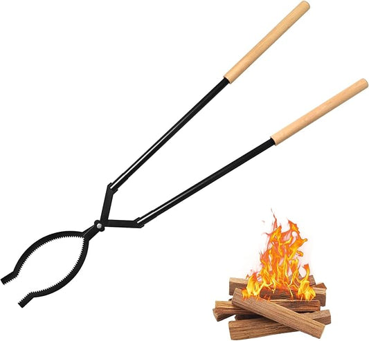 Heavy Duty Firewood Tongs – 42" Large Fireplace Tongs Log Grabber with Scissor Shape Serrated, Portable Expandable Fire Pit Tongs for Outdoor Fire Pit, Indoor Fireplaces, Campfires, Bonfires