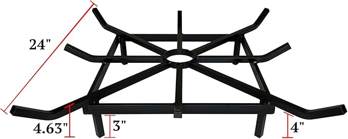 SteelFreak Heavy Duty Square Wheel Fire Pit Grate - Made in The USA (24 x 24 Inch)
