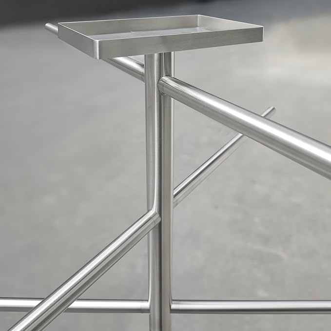 Marble Base Hot Tub Towel Rack for Spa, 304 Stainless Steel 6 Arms Standing Towel Holder with Tray for Swimming Pool Indoor or Outdoor Towel Sheet Drying Rack Brushed Nickel