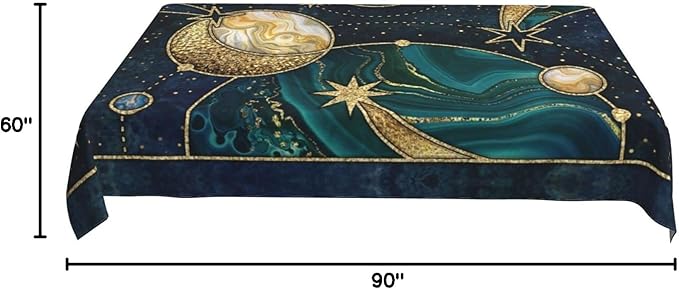 Worltoldb Moon and Sun Tablecloth - Waterproof Boho Cloth for Kitchen Dining - Washable Tarot Cover for Parties, Wedding, Picnic