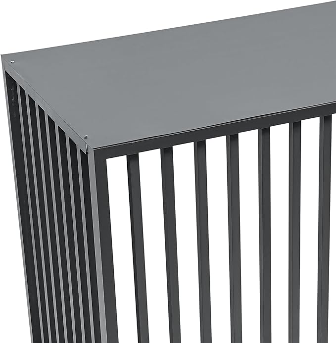 Air Conditioner Fence with Top Cover, Grey 4 Panels 43.3 "L x 23.6 "W x 31.5 "H Privacy Fence Panels for Outside, Freestanding Metal Trash Can Hider Outdoor, No-Dig Air Conditioner Sun Blocker Kit
