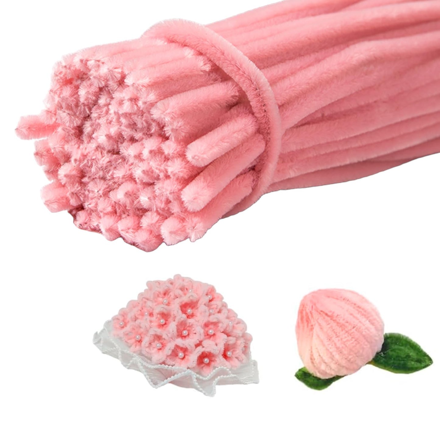 100 Pieces Pipe Cleaners Chenille Stem, Pastel Pink Color Pipe Cleaners Set for Pipe Cleaners DIY Arts Crafts Decorations, Chenille Stems Pipe Cleaners (Pink)