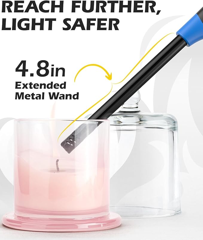 NEON Lighter, Refillable Butane Candle Lighter, 12 Pack Multi-Purpose Reusable Lighters with Long Metal Wand and Adjustable Soft Flame for BBQ, Grill, Stove, Camping, Hiking, Fireplaces, Kitchen