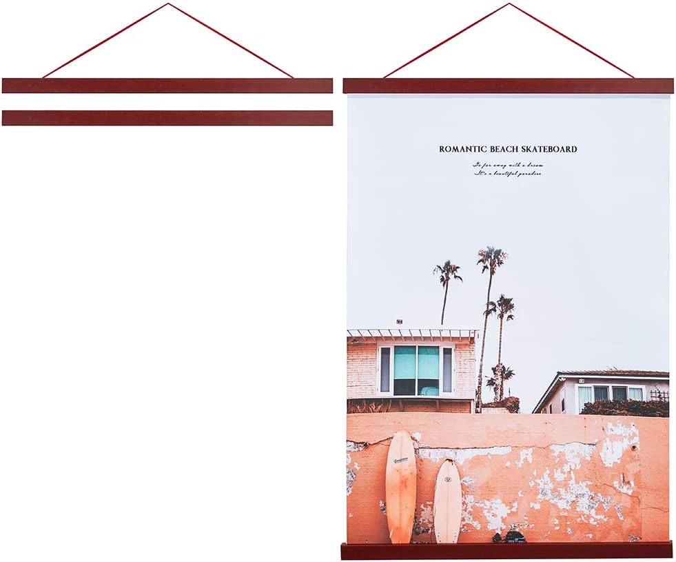 Artmag Magnetic Poster Hanger Frame, 20x28 20 x 30 20x26 Light Wood Wooden Magnet Canvas Artwork Print Poster Hangers Frames Hanging Kit (Mahogany, 20")