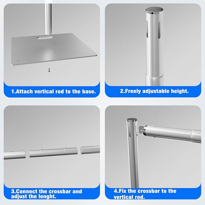Pipe and Drape Backdrop Stand Kit Backdrop Stand For Parties 8x10 FT Adjustable Photo Backdrop Stand Heavy Duty Background Stand for Wedding Banquet Decorations Silvery