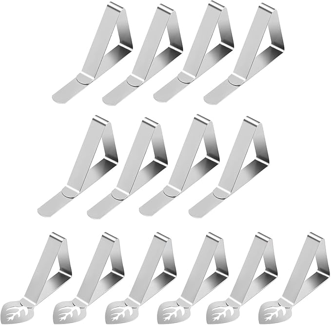 14 Pack Tablecloth Clips, Heavy Duty Metal Picnic Tablecloth Holders Clips Outdoor, Stainless Steel Windproof Table Cloth Holder Clips, For Graduation Party, Restaurant Parties, Weddings, Camping
