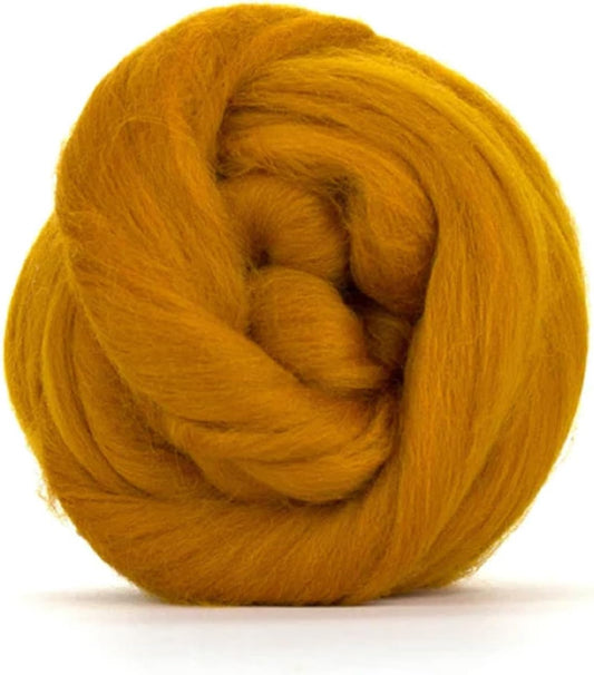 Revolution Fibers Merino Wool Combed Top | 1 lb Premium Wool Roving | 22 Micron, Best Merino Wool for Spinning, Tapestry, Needle Felting, Big Yarn Roving and Wall Hangings (Amber)