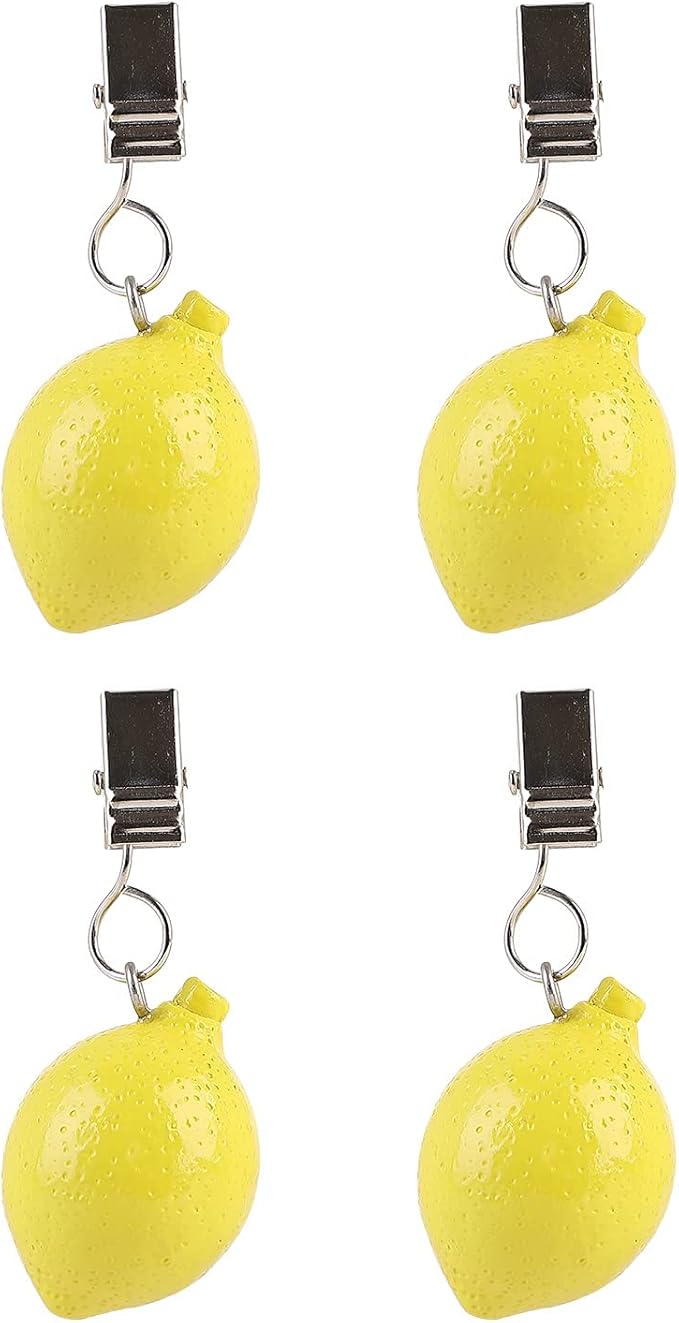 TwoFish Home Set of 4 Lemon Resin Tablecloth Weights Clips Handicraft Lemon Tablecloth Clamps Pack of 4
