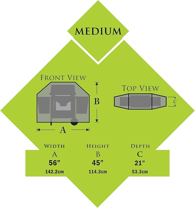 Reversible, Environmentally Friendly, Ventilated, BBQ Grill Cover, Medium – 56” – RVR-56